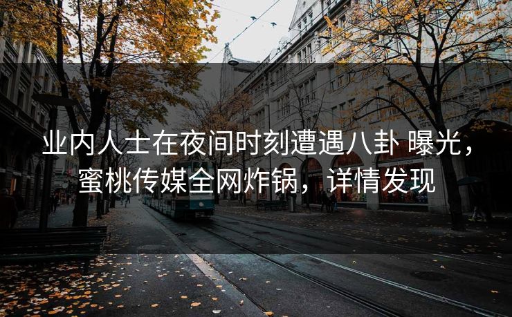 业内人士在夜间时刻遭遇八卦 曝光,蜜桃传媒全网炸锅,详情发现 业内人士在夜间时刻遭遇八卦 曝光,蜜桃传媒全网炸锅,详情发现