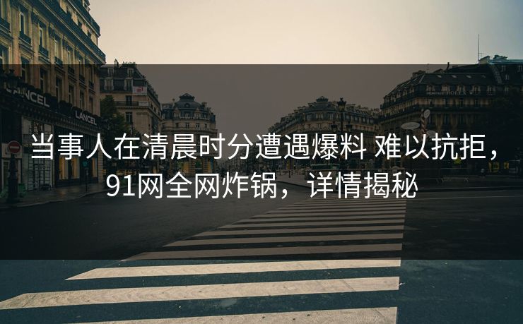 当事人在清晨时分遭遇爆料 难以抗拒，91网全网炸锅，详情揭秘