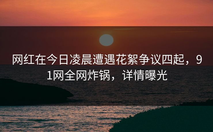 网红在今日凌晨遭遇花絮争议四起，91网全网炸锅，详情曝光